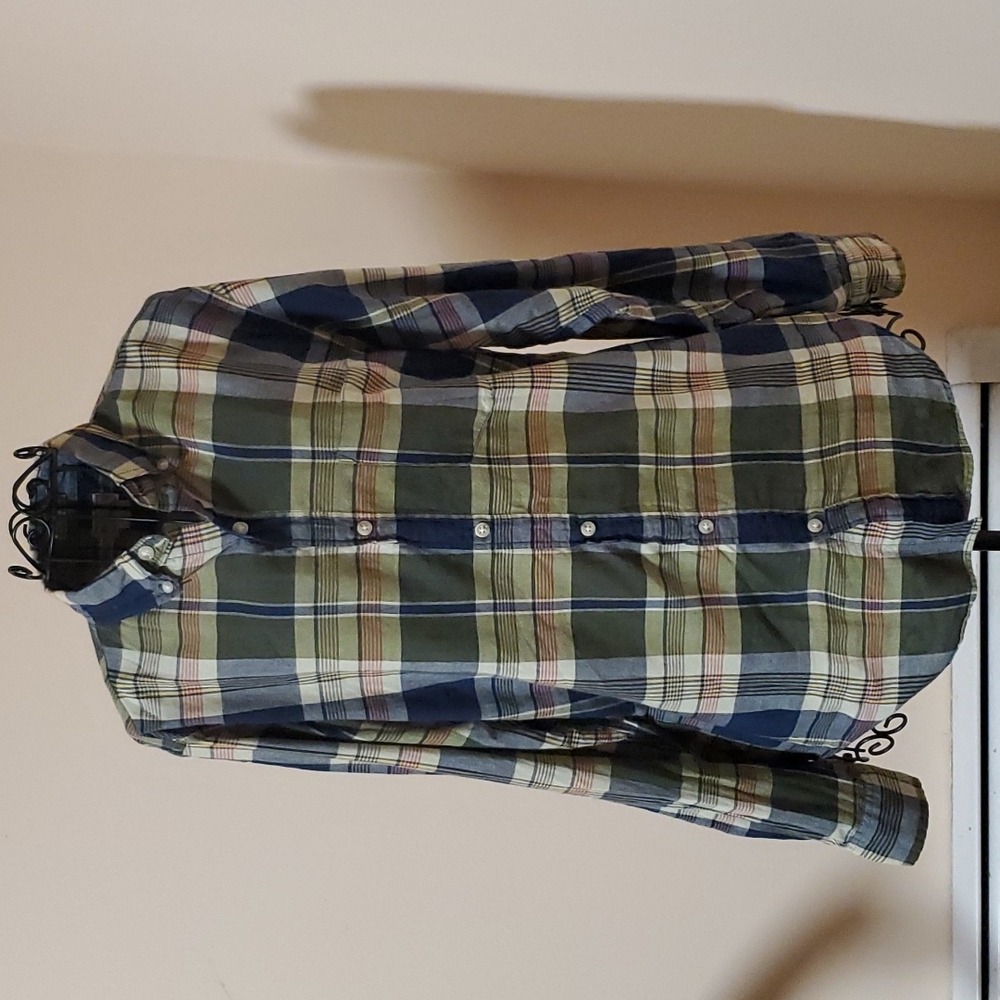 J Crew plad button down shirt size S